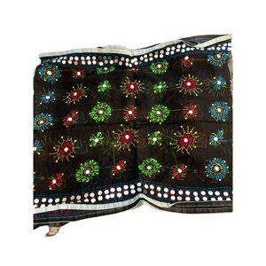 Anthropologie Gray Embroidered Sequin Boho Infinity Scarf NWT